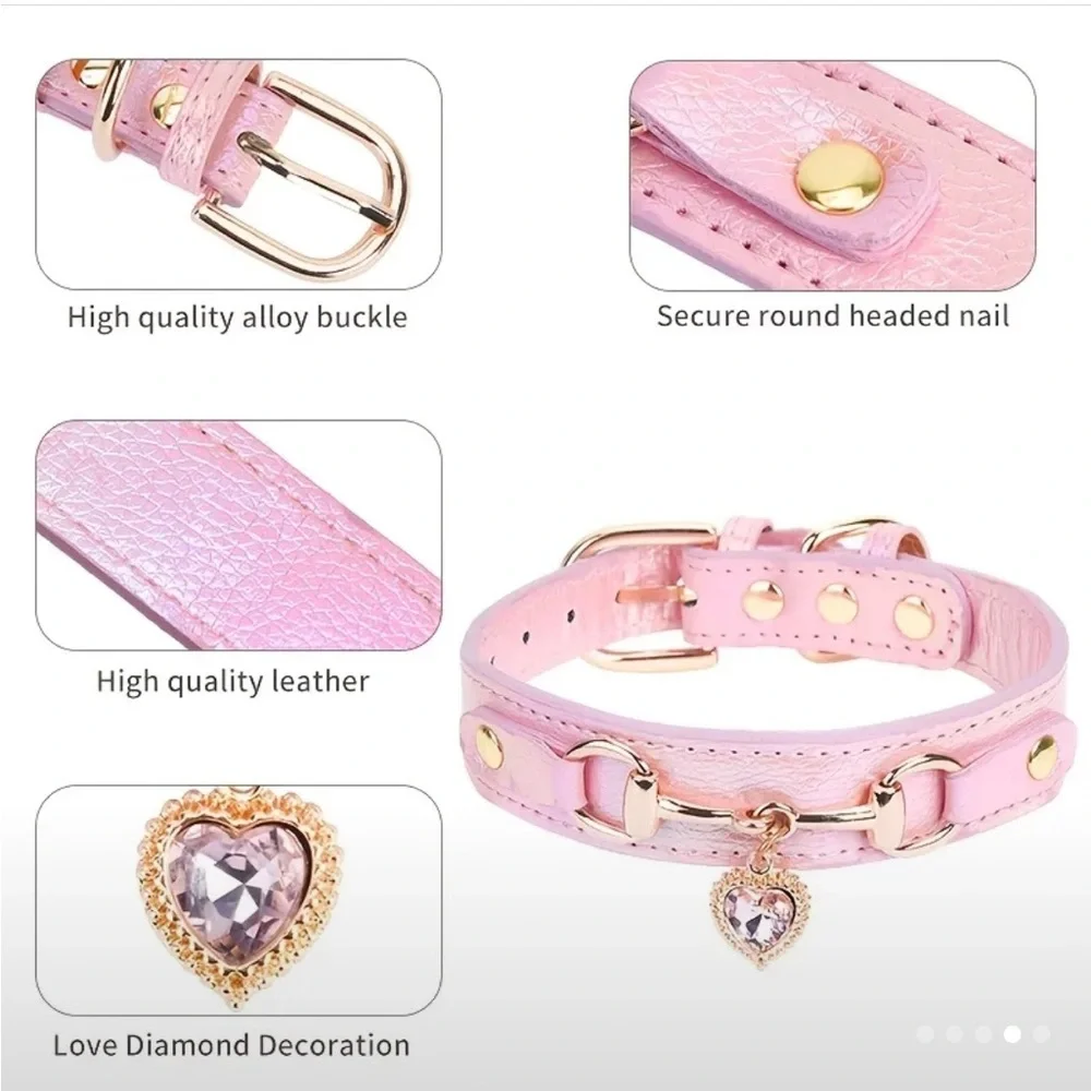 Blue Heart Charm Pet Collar